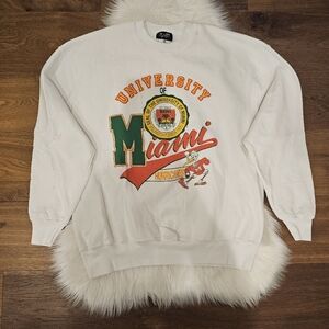Vintage University of Miami White Crewneck Sweatshirt